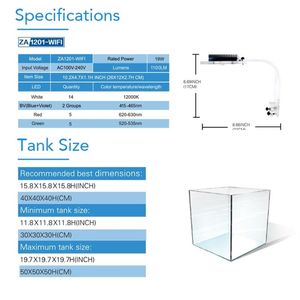 Zetlight ZA1201-WIFI Luz LED Amanecer Atardecer Agua salada Arrecife de coral marino Acuario Pecera Iluminación Lámpara de espectro completo Y200922286x