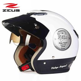 ZEUS 381c Retro half gezicht motorhelm scooter capacete open vintage gezicht 3 4 helm Elektrische locomotief motor290Z