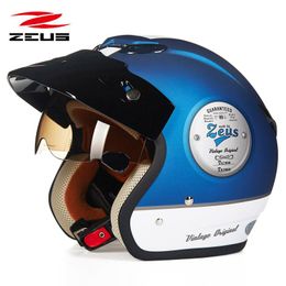 ZEUS 381c Retro half gezicht motorhelm scooter capacete open vintage gezicht 3 4 helm Elektrische locomotief motor252m