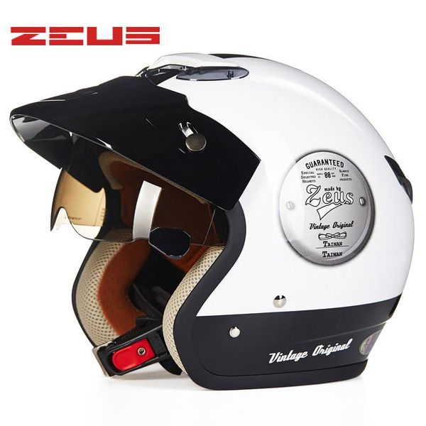 ZEUS 381c Retro media cara casco de motocicleta scooter capacete abierto vintage cara 3 4 casco locomotora eléctrica moto 290e