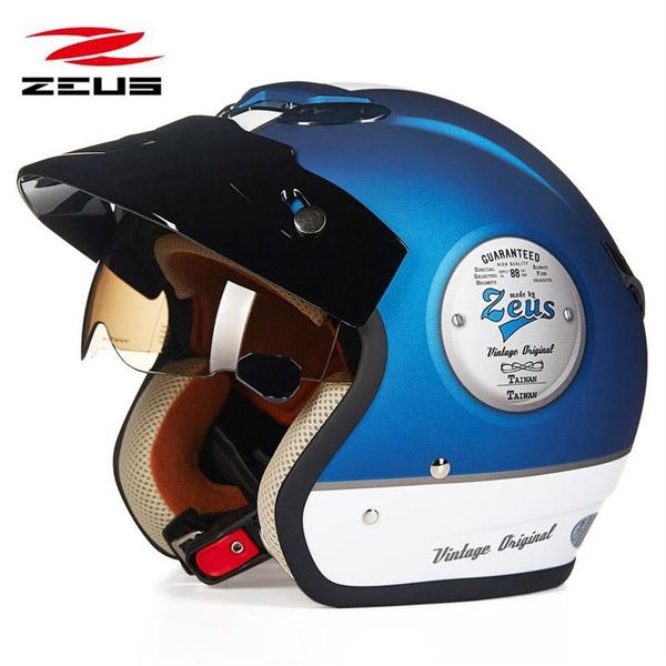 ZEUS 381c Retro media cara motocicleta casco scooter capacete abierto vintage cara 3 4 casco Locomotora eléctrica motorbike254Y