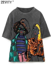 Zevity Nouvelles Femmes De Mode Contraste Couleur Filles Imprimer Casual T-shirt Femme De Base O Cou À Manches Courtes Chic Loisirs Tops T3069 L230520