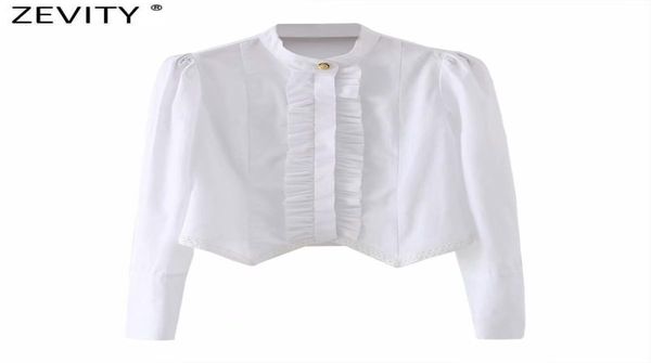 Zevity nouvelles femmes doux Agaric dentelle Design blanc Blouse Blouse bureau dame col montant chemises chics affaires Femininas hauts LS7692 21761361