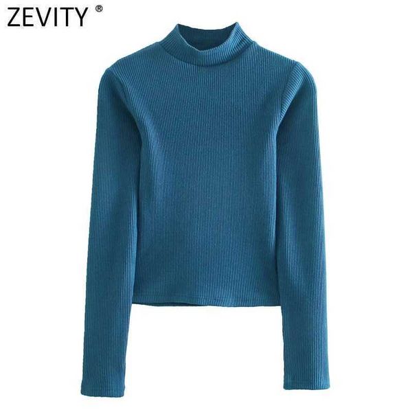 Zevity Printemps Femmes Sexy Dos Nu À Tricoter Blouse High Street Femme À Manches Longues Évider Conception Chemise Chic Blusas Tops LS7458 210603