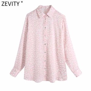 Zeefity Dames Mode Luipaard Print Casual Smock Blouse Office Dame Lange Mouw Zakelijke Shirt Vrouwelijke Chic Satin Tops LS9041 210603