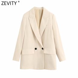 Zevity Mujeres Moda Cuello con muescas Sólido Casual Blazer Abrigo Oficina Damas Elegante Outwear Traje Chic Business Brand Tops SW710 211006