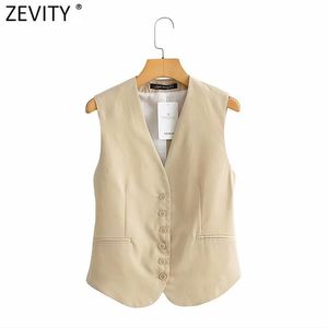 Zeefity vrouwen mode single breasted mouwloze slanke vest jas dames business casual vest chic populular tops CT707 210817