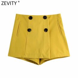 Zeefity Dames Mode Solid Button Decoratie Bermuda Shorts Vrouwelijke Streetwear Chic Side Rits Pantalone Cortos P1020 210603