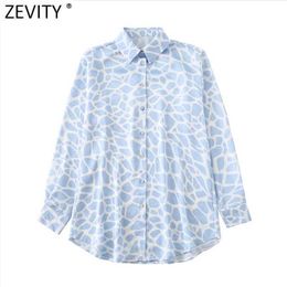 Zevity Mujeres Fresh Leopard Print Casual Business Blusa Office Lady Camisas Manga larga Satin Chemise Chic Blusas Tops LS9340 210603