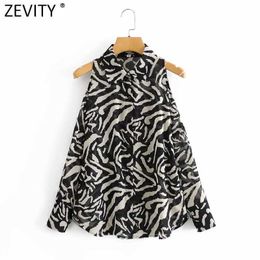 Zeefity Vrouwen Sexy Off Shoulder Dier Patroon Print Chiffon Smock Blouse Office Lady Breasted Shirt Chique Blusas Tops LS7448 210603