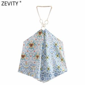 Zeefity Dames Sexy Strapless Halter Shirt Dames Doek Patchwork Floral Print Casual Blouse Roupas Chic Summer Blusas Tops LS9394 210603