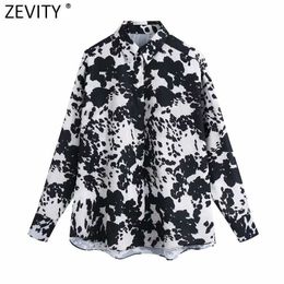 Zevenity Dames Vintage Dier Patroon Print Smock Blouse Office Dames Casual Shirts Chique Business Kimono Blusas Tops LS7715 210603