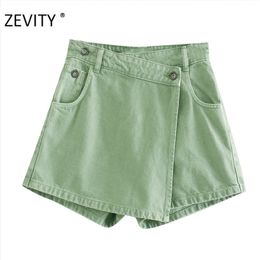 Zeefity Dames Vintage Knoppen Zakken Patch Shorts Rokken Dames Casual Slanke Zipper Fly Shorts Chic Pantalone Cortos P928 210724