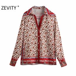 Zeefity Dames Vintage Positie Cashew Nut Print Kimono Smock Blouse Office Lady Retro Shirt Chic Femininas Blusas Tops LS7222 210603