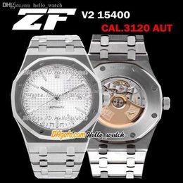 ZF 41 mm V2 15400 ultradunne 9,8 mm Dive Cal 3120 automatisch herenhorloge witte textuur wijzerplaat stick marker roestvrijstalen armband Hell296Y