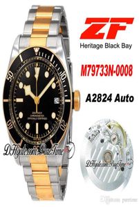 ZF A2824 Automatic Mens Watch Two Tone Yellow Gold Black Cador Black Diad Bracelet en acier inoxydable Edition Eta PTTD PureTime 4501314