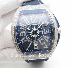 ZF Factory Mens Montres-bracelets diamant Luxe ETA Calibre MY9015 Mouvement automatique Série V45 Saphir Lumineux Noir Cuir Revêtu Montre en caoutchouc texturé