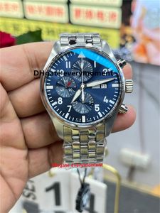 Reloj piloto de fábrica ZF IW377717 43 mm esfera azul relojes mecánicos automáticos para hombres Cal.79320 movimiento zafiro buceo de lujo relojes de pulsera de acero inoxidable-66