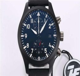 ZF Factory Pilot039s Top Gun Watch en céramique METS Watch Swiss 89361 CHRONOGRAPHIQUE AUTOMATIQUE MÉCANIQUE HAUTE RÉPARATION CAS CERAMIQUE S3615802