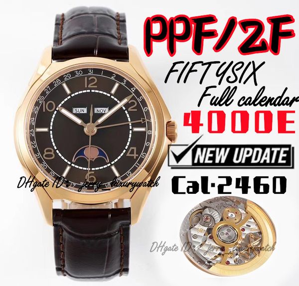 Reloj ZF Luxury para hombre 4000E FIFTYSIX Calendario completo Fases lunares, 40* 11,6 mm cal.2460 movimiento automático de cadena, 40 horas de reserva de marcha. Espejo de zafiro, negro