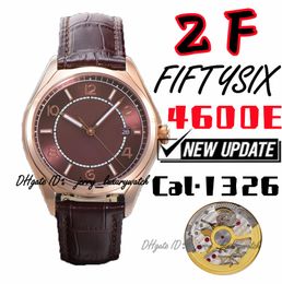 Reloj ZF Luxury para hombre FIFTYSIX 4600E Sports Business 40 X 9,6 mm, movimiento mecánico modelo cal.1326, cristal de zafiro, piel de vacuno con neumático italiano marrón dorado