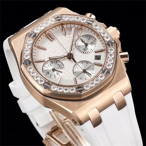 ZF Montre de luxe hommes montres 37mm 7750 chronographe mouvement mécanique boîtier en acier diamant Montre-bracelet