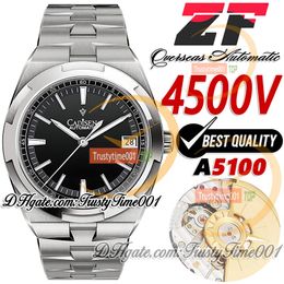 ZF Overseas 4500V ultradunne A5100 automatisch mechanisch 41 mm herenhorloge zwarte wijzerplaat stick markeringen roestvrijstalen SS-armband supereditie trustytime001 horloges