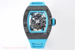 ZF RM055 horloge high-tech kristallijn koolstofvezel limited edition kast fijn gezandstraald klasse 5 titanium als basis en brug van het skelet