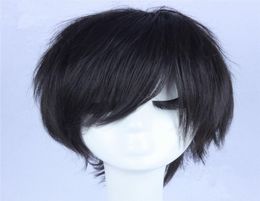 ZF S Black Anime Cosplay Wig Men Wigs Straitement Synthétique Nature Coiffure bon marché Wig Boy Boy Style2524309