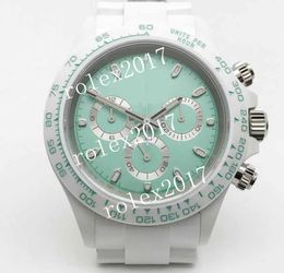 ZFF Factory pour hommes 904L vert bleu vert rose AET Remould Biscay Super Asia 4130 lunette en céramique blanche automatique avec chronographe entièrement fonctionnel 40 mm montres-bracelets