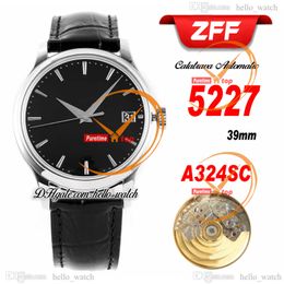 ZFF 39 mm V3 Calatrava 39 mm 5227G-010 Cal.324SC automatisch mechanisch herenhorloge zwarte wijzerplaat stick marker stalen kast leer HWPP Hello_Watch E211C