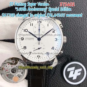 ZFF Topversie 150 jubileum 371602 witte wijzerplaat A7750 CAL 69355 chronograaf automatisch herenhorloge stalen sport stopwatch horloges e284o