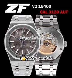 Zff horloges v2 ultra dunne cal.3120 ZF3120 Automatische heren horloge Grijze textuur Dial stick marker 904L roestvrij stalen armband Sapphire Hallo_watch 4-stijl