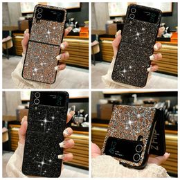 ZFlip5 Bling Strass Étuis Pour Samsung Galaxy ZFold5 Z Fold 5 4 Flip 3 Flip4 Lady Femmes Dur PC En Plastique Antichoc Pliant De Luxe Shinny Diamant Couverture De Téléphone Portable