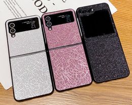 ZFlip5 Luxe Bling Sparkle PU Étuis en cuir pour Samsung Galaxy Z Flip 5 4 3 Flip5 Flip4 Glitter Filles Femmes Lady Dur PC Plastique Antichoc Pliant Couverture De Mode