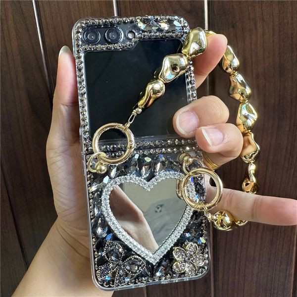 Zflip5 Zflip4 Bling Diamond Flower Bow Case pour Samsung Galaxy Z Flip 4 5G Z FLIP3 HEURME DE LURME COURT DE LUXE DE LURME PLIGNE HIGLENCE