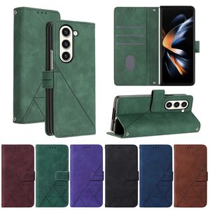 ZFOLD5 Étuis portefeuille en cuir d'affaires pour Samsung Z Fold 5 4 3 Fold5 Zfold4 Galaxy Fold4 ZFold3 5G Mentions légales Titulaire de luxe Flip Cover Pliant Anti-chute ID Card Slot Pouch