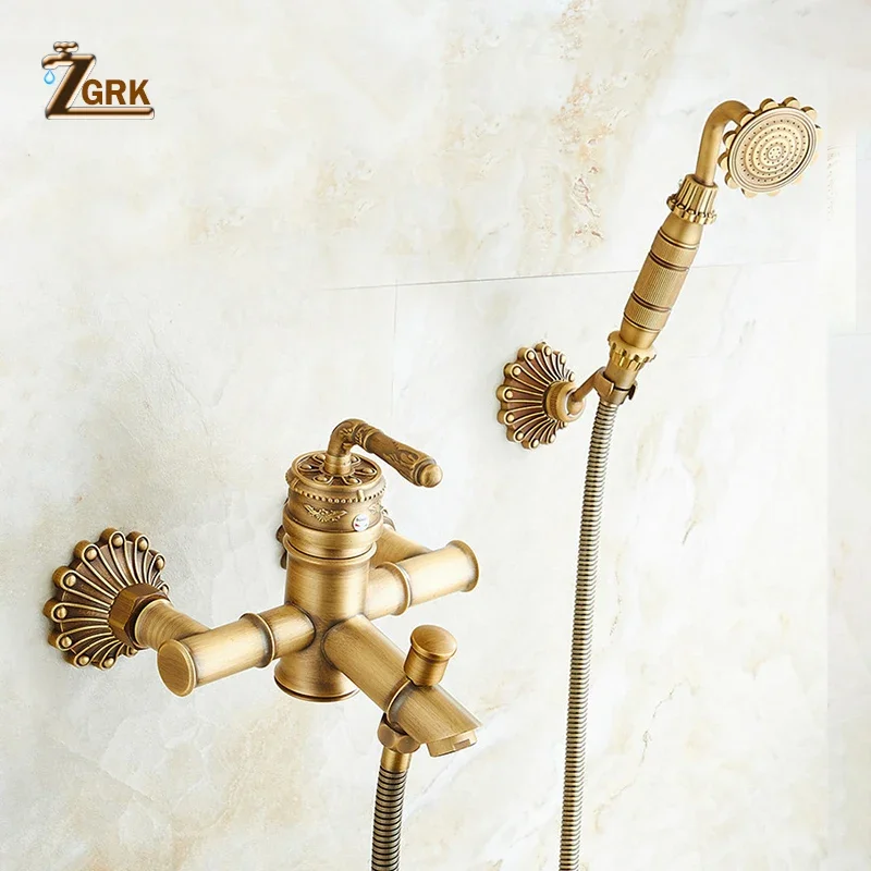  Zgrk duş sistemi banyo musluk el duş seti pirinç mikser musluklar üst sprey yağış duş başlığı yıkama muslukları antika