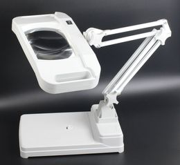 Zhang Fei Merk Fabriek HD Vierkante Vergrootglas Tafellamp met Lamp 10X Wit Glas Opvouwbare Vergrootglas LT-86I