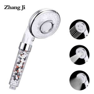 ZhangJi Pommeau de douche à économie d'eau à 3 fonctions Haute pression et mode d'arrêt d'eau ABS portable avec paquet supplémentaire de perles filtrantes H1209