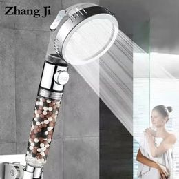 ZhangJi Pommeau de douche SPA 3 fonctions pour salle de bain avec interrupteur bouton d'arrêt Filtre à anions haute pression Pommeau de bain Douche à économie d'eau 240122