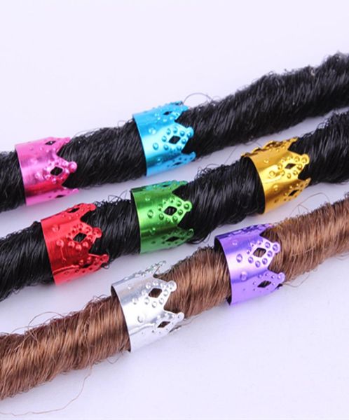 ZhiFan 1010 mm Princesa Corona Forma cuentas de rastas colorido brazalete de cuentas de rastas para rastas tejido de aluminio tamaño ajustable 8262618