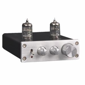 Livraison gratuite ZHILAI D2 Préampli à lampes HIFI 6J1 Préamplificateur audio à valve Double canal Treble Bass avec adaptateur secteur Argent Noir Vente chaude