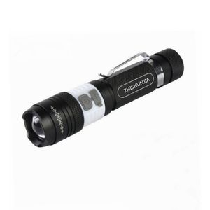 ZHISHUNJIA XM-L T6 + COB 3-Mode Blanc + Lampe de poche à zoom rouge - Noir