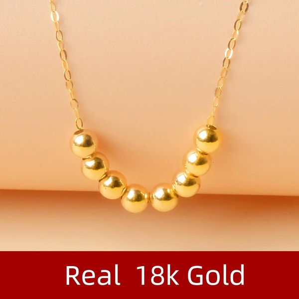 ZHIXI – collier avec pendentif en or pur 18 carats AU750, petites boules dorées de 3mm, chaîne O, bijoux fins pour femmes, cadeaux de fête, 240306