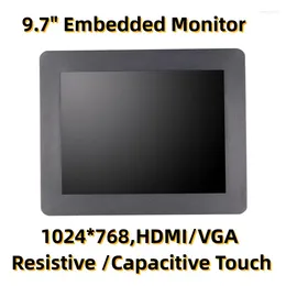 Zhixianda 9,7-inch industriële metalen behuizing TFT LCD ingebed HD-MI VGA-scherm Resistieve capacitieve touchscreenmonitor