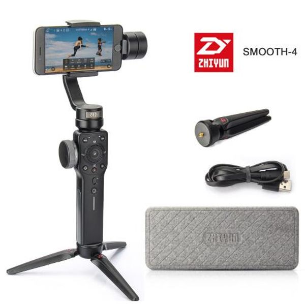 Estabilizadores ZHIYUN Oficial Smooth 4 3-Axis Handheld Gimbal Estabilizador portátil Montaje de cámara para teléfono inteligente Iphone Cámara de acción