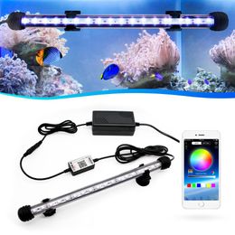 Zhongji 19cm-59cm Éclairage LED Aquarium Bluetooth App Remote Contrôle RVB Tableau de pêche imperméable Lampe pour les plantes d'aquarium