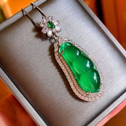 Zhuang Shengsheng bijoux moelle glacée Fudou ensemble vert quatre haricots Jade pendentif collier avec élégance collier collier
