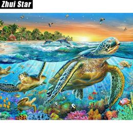 Zhui Star Full Square Boor 5D DIY Diamond Painting "Sea Turtle" Handgemaakte 3D Borduurwerk Set Cross Stitch Mosaic Decor Gift VIP